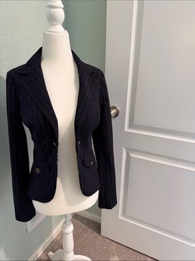 Guess Black Pinstripe Tailored Women's Blazer